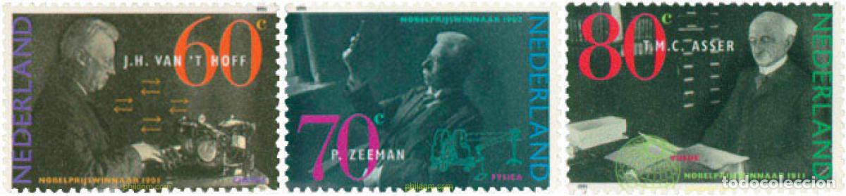 Sellos: 103388 MNH HOLANDA 1991 PREMIOS NOBEL HOLANDESES