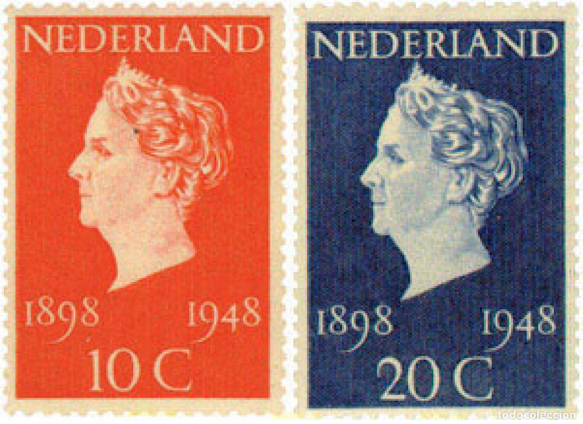 Sellos: 104017 MNH HOLANDA 1948 50 ANIVERSARIO DEL REINADO DE LA REINA GUILLERMINA
