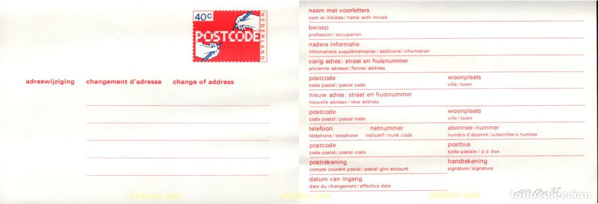 Sellos: 213876 MNH HOLANDA 1978 INTRODUCCION DEL CODIGO POSTAL