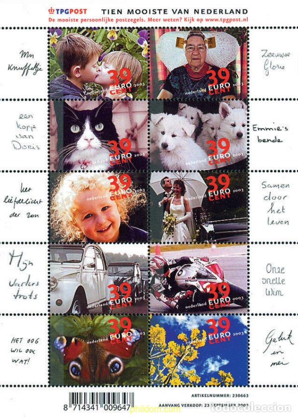 Sellos: 125558 MNH HOLANDA 2003 LOS 10 MEJORES DE HOLANDA
