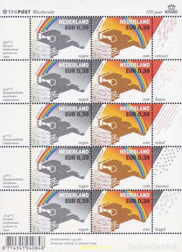 Sellos: 139609 MNH HOLANDA 2004 150 ANIVERSARIO DEL INSTITUTO REAL METEREOLOGICO