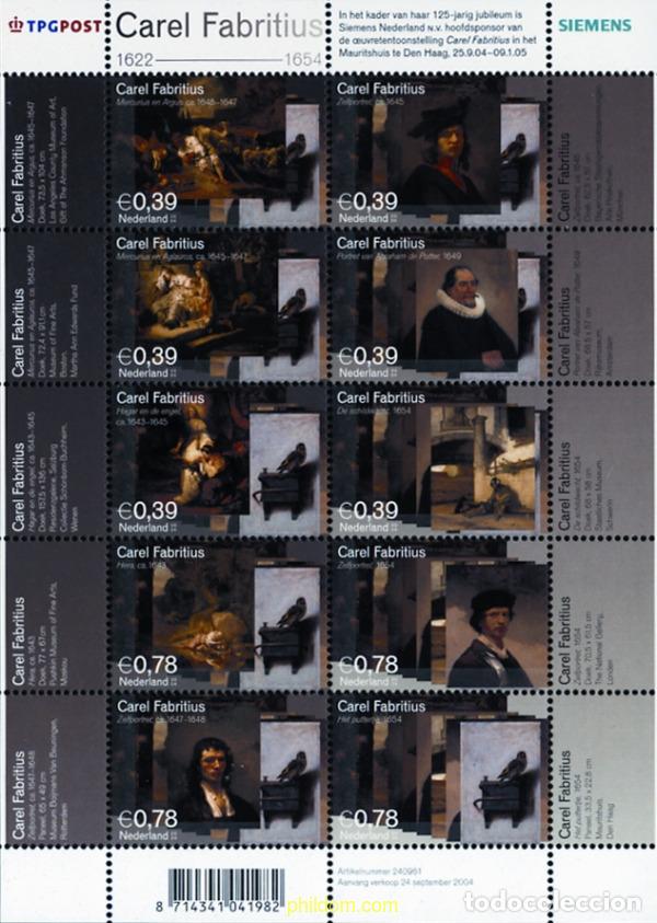 Sellos: 163314 MNH HOLANDA 2004 350 ANIVERSARIO DE LA MUERTE DE CAREL FABRITIUS