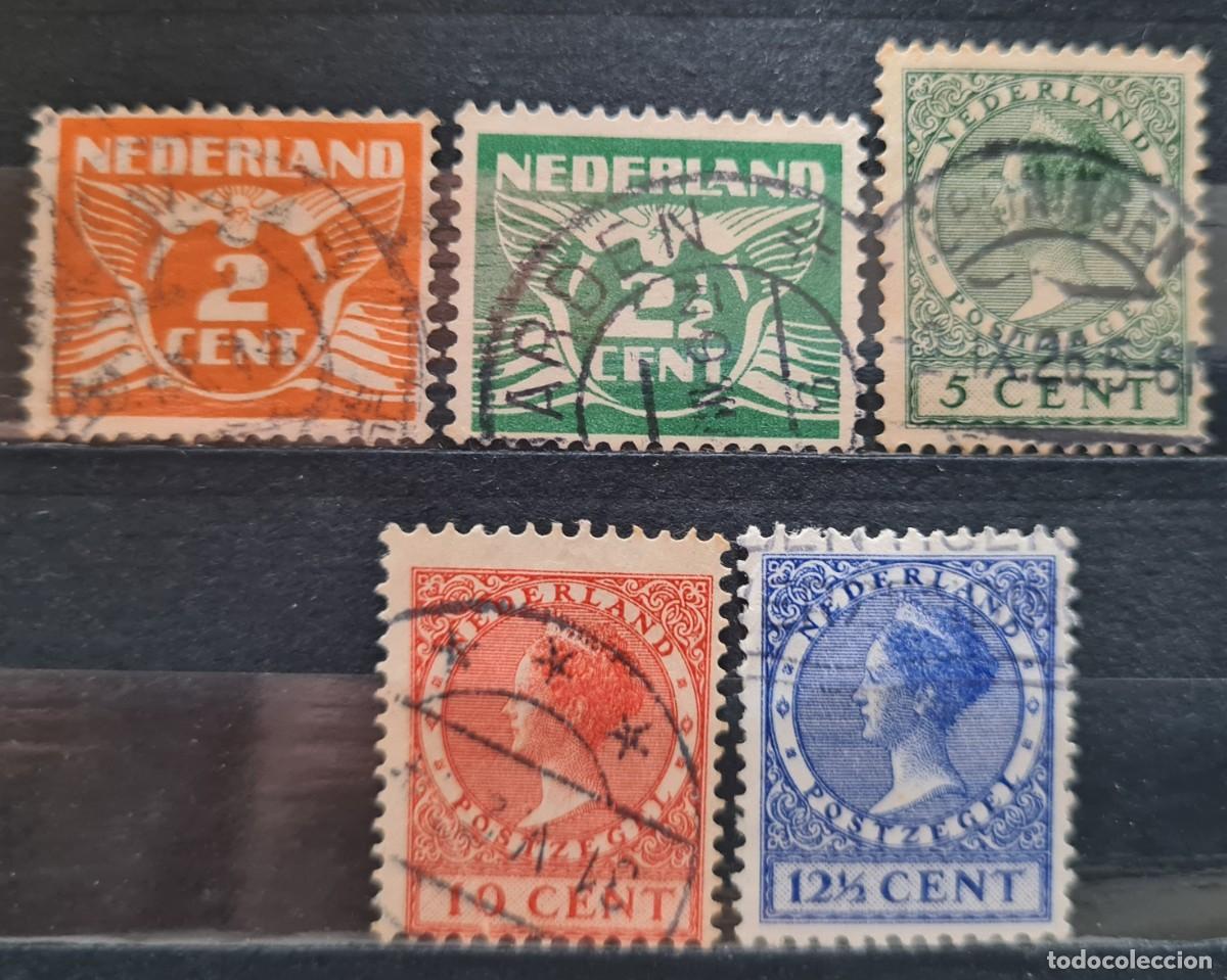 Selos: Serie de sellos usados de Paises Bajos 1924-27: Cifras y efigie de la reina Wilhelmina