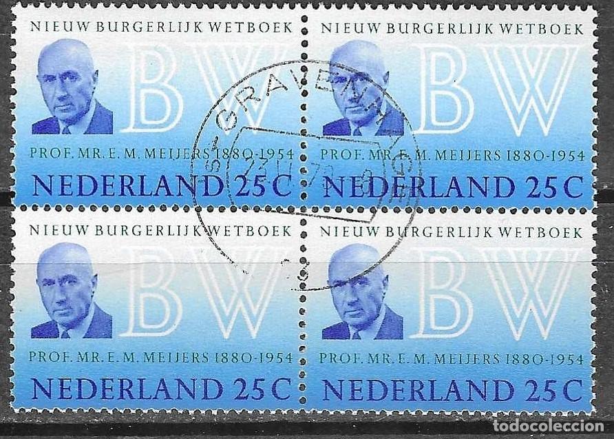 Sellos: BLOQUE DE 4 SELLOS USADOS DE HOLANDA 1970, YT 906
