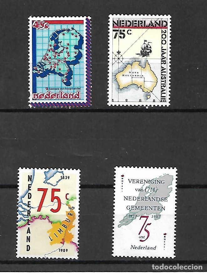 Sellos: lote de 4 sellos de Mapas de Holanda, sellos a&ntilde;os 1979/89