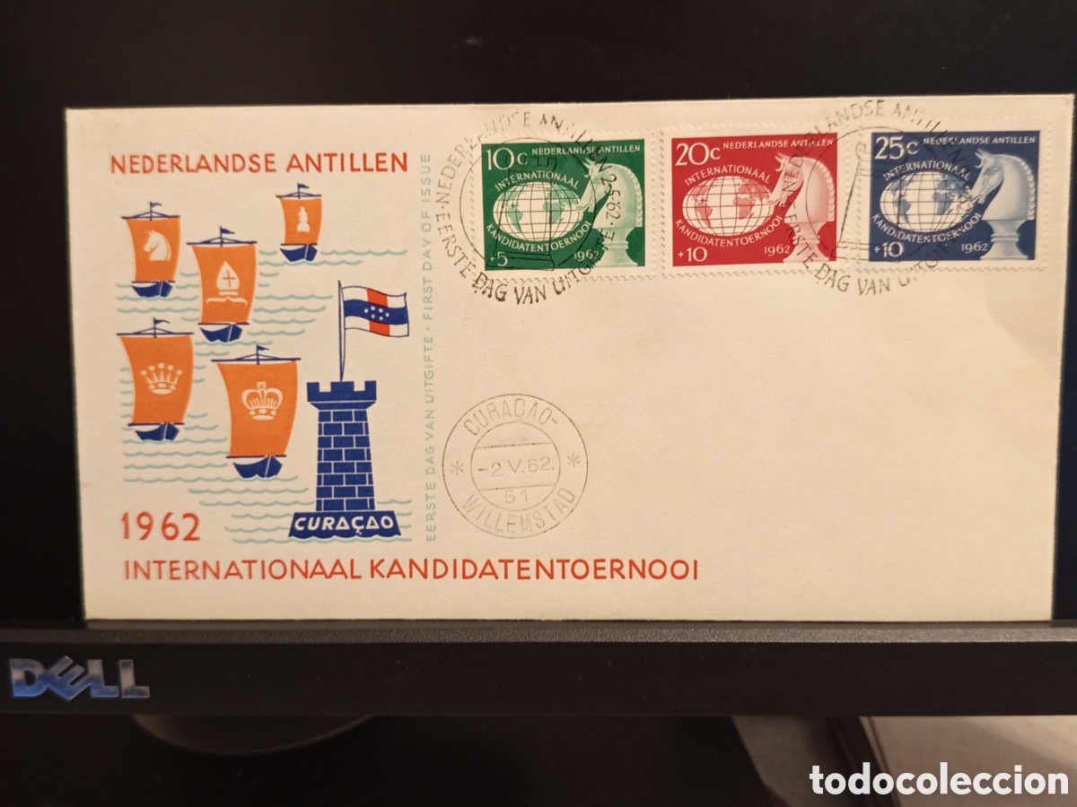 Sellos: Sobre Primer D&iacute;a (FDC) Antillas Neerlandesas - Torneo de Candidatos de Ajedrez Cura&ccedil;ao 1962