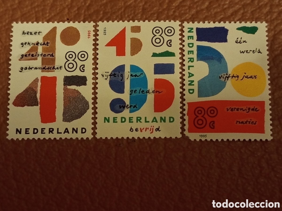 Sellos: 3 Sellos Pa&iacute;ses Bajos 1995 NVPH 1636-1638 Liberaci&oacute;n 80c MNH