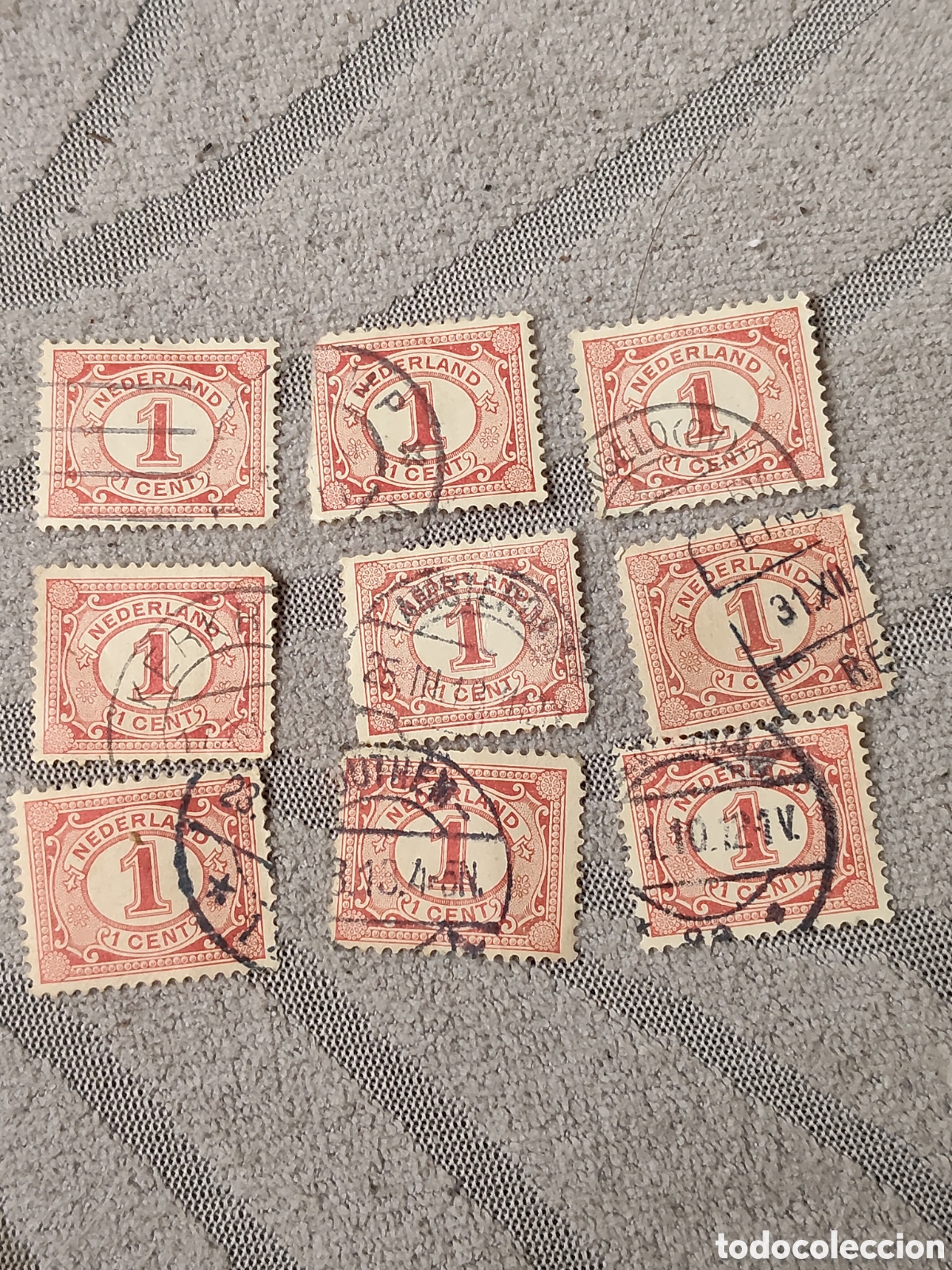 Sellos: 9 sellos de Holanda valor n&uacute;merico a&ntilde;o 1899 usados