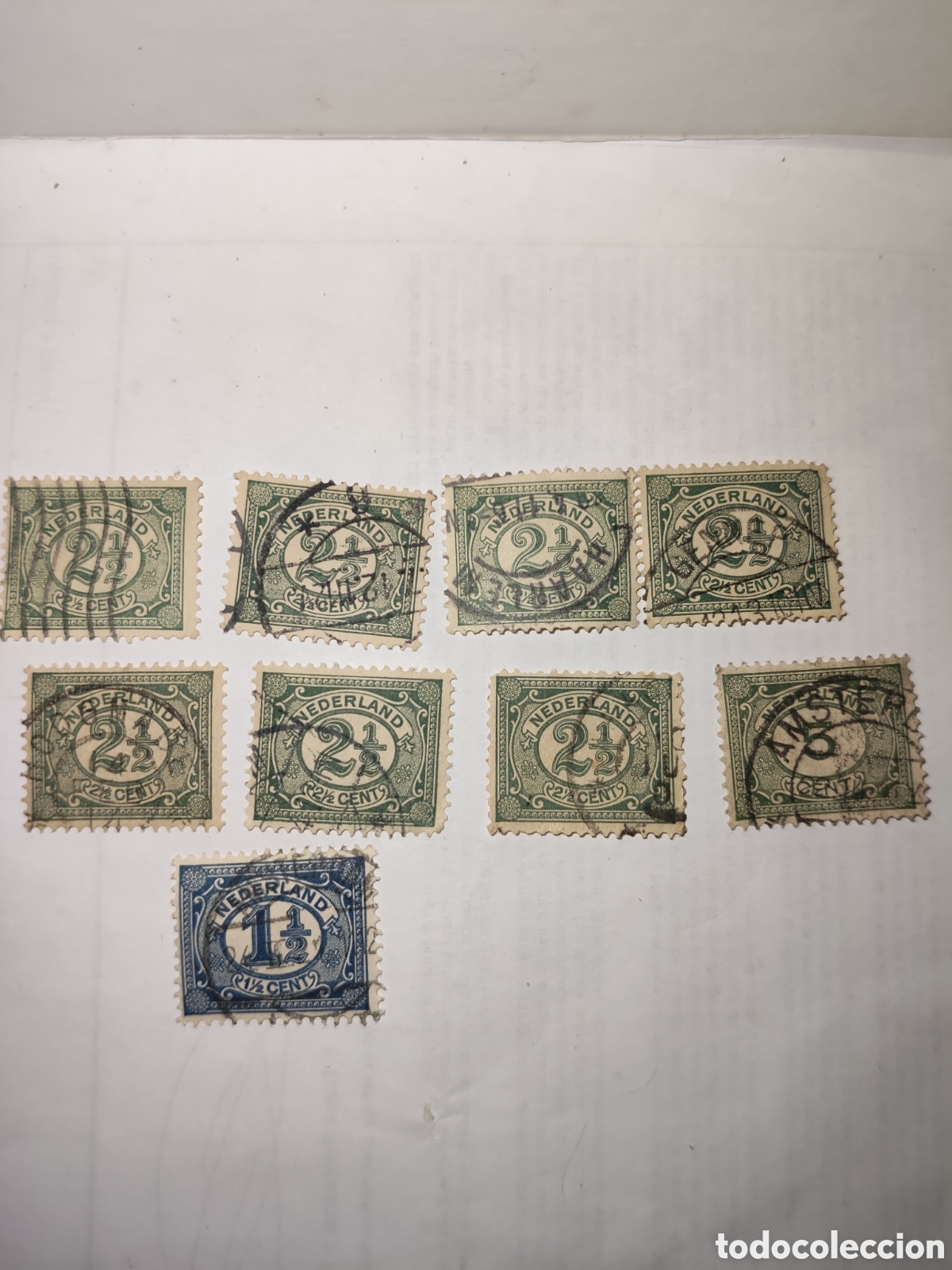 Sellos: 9 sellos de Holanda valor n&uacute;merico a&ntilde;o 1899 usados