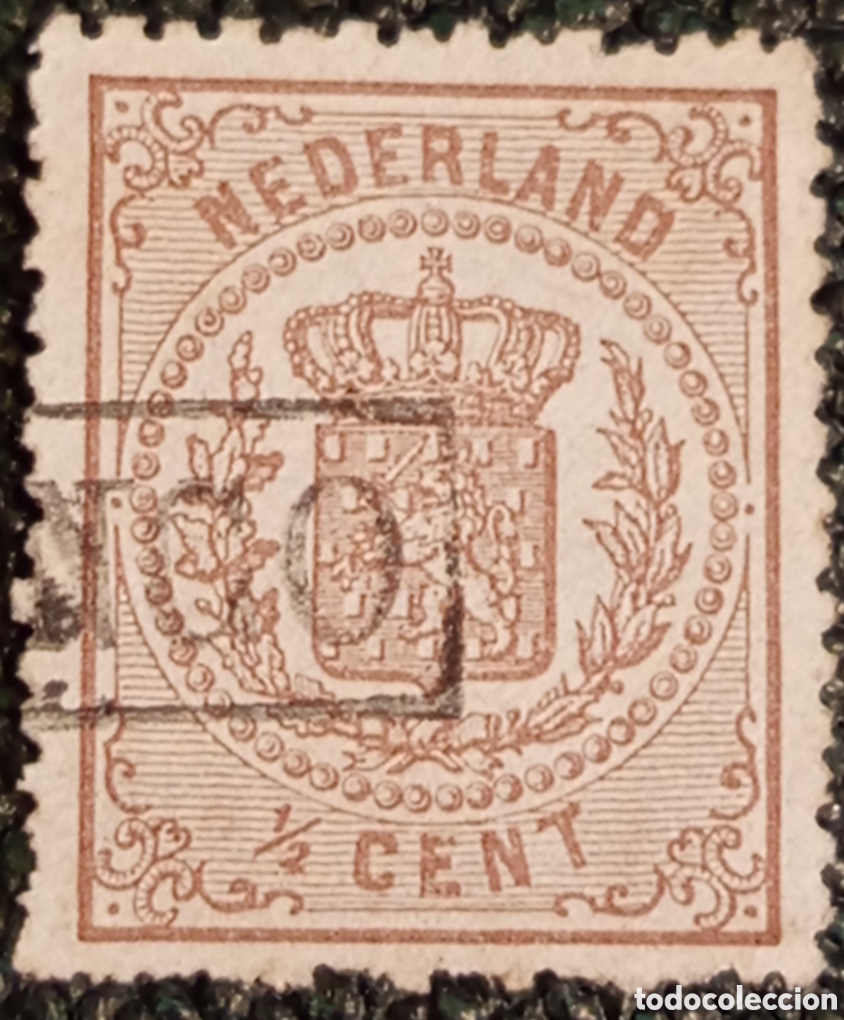 Sellos: Sello Pa&iacute;ses Bajos 1869 Escudo &frac12; Cent NVPH 13 Usado