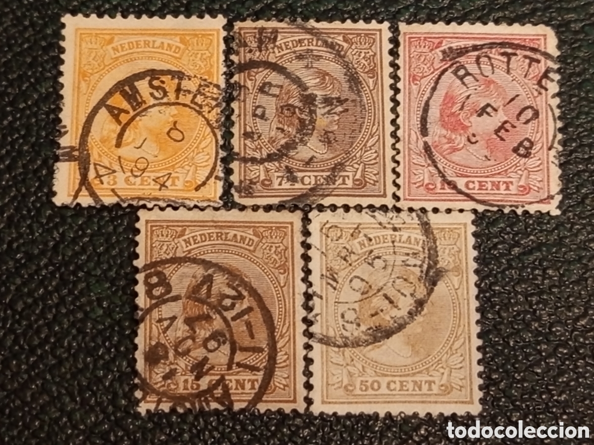 Sellos: Lote 5 Sellos Holanda Clasicos 1872 Guillermo III Usados NVPH 17/27