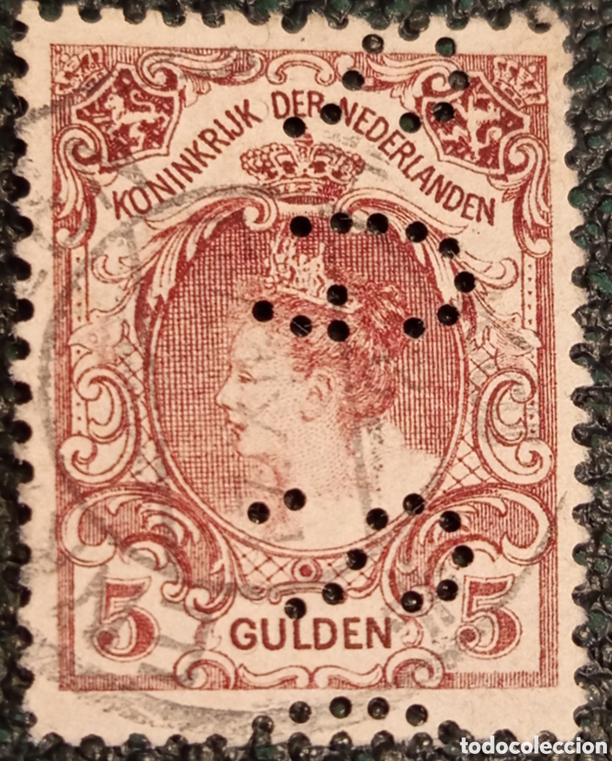 Sellos: Sello Holanda 1899 Reina Guillermina 5 Gulden Perfin NVPH 79