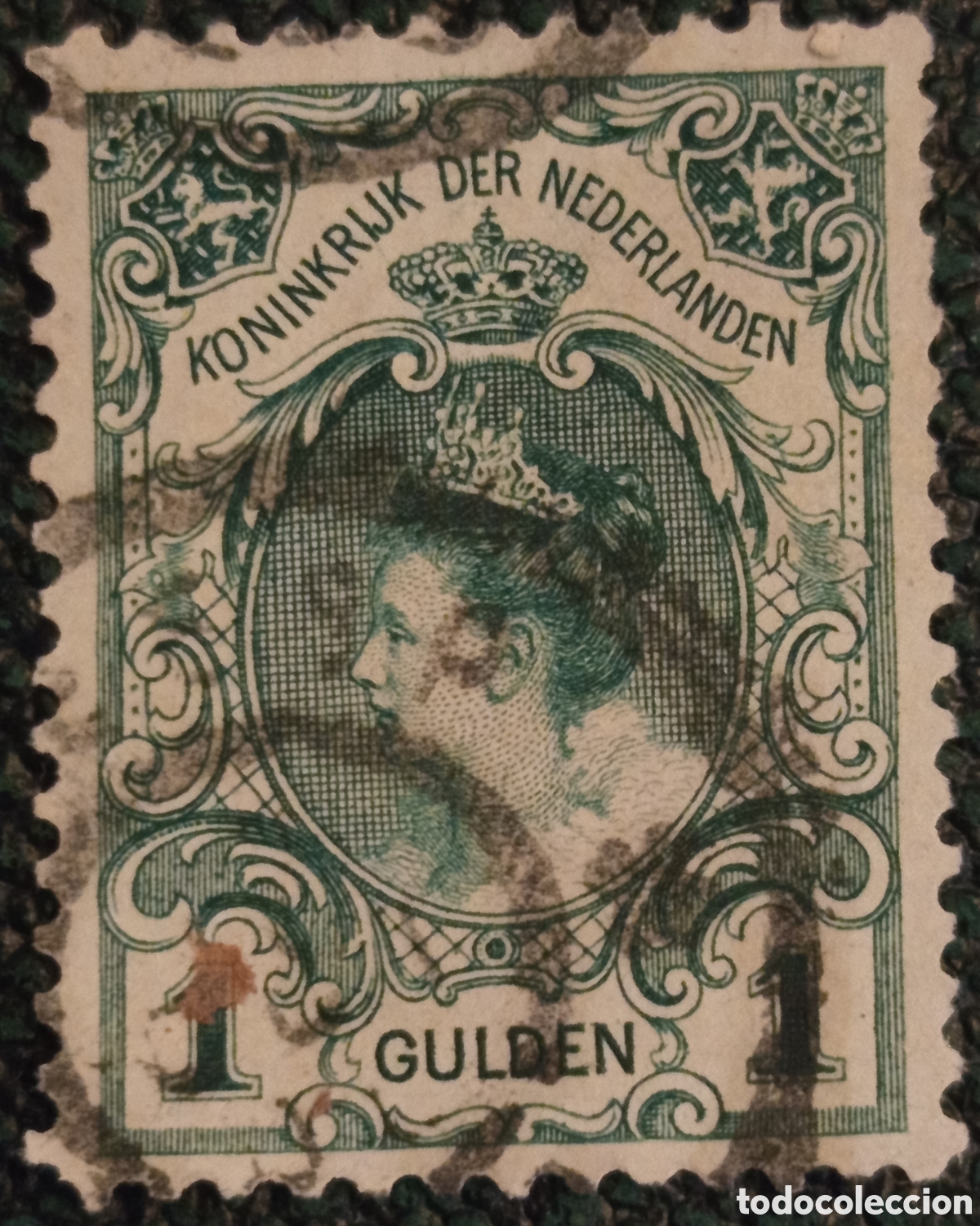 Sellos: Sello Pa&iacute;ses Bajos 1898 1 Gulden Reina Guillermina Usado NVPH 49