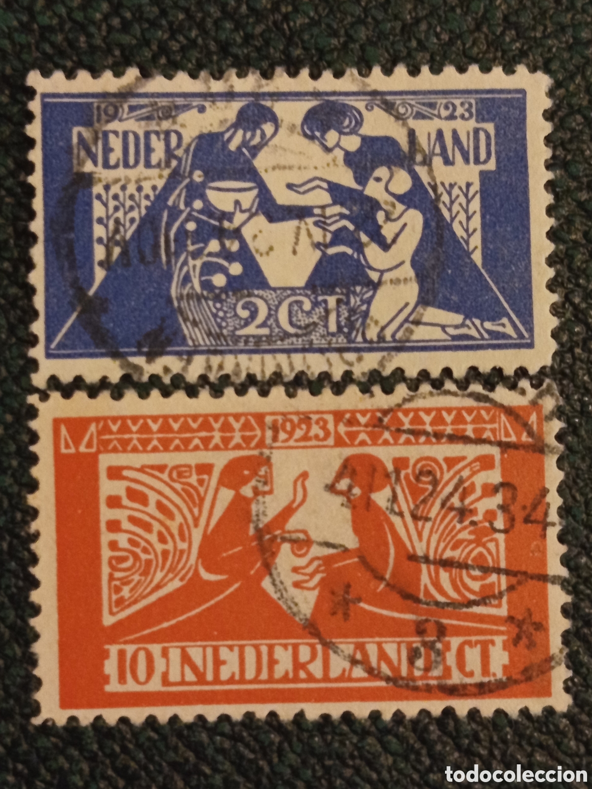 Sellos: &rdquo;Holanda 1923 Jubileo Reina Guillermina 2ct y 10ct NVPH 121-128 usado&rdquo;