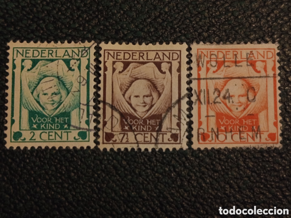 Sellos: &rdquo;Holanda 1924 primeros sellos del ni&ntilde;o Voor het Kind NVPH 141-143 usado&rdquo;