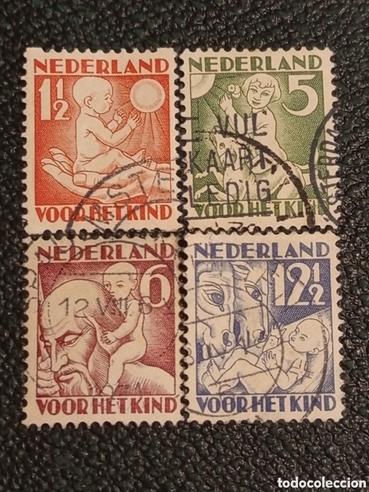 Sellos: &rdquo;Holanda 1930 Voor het Kind NVPH 232-235 usado 4 sellos, 1 con dentado dif.&rdquo;