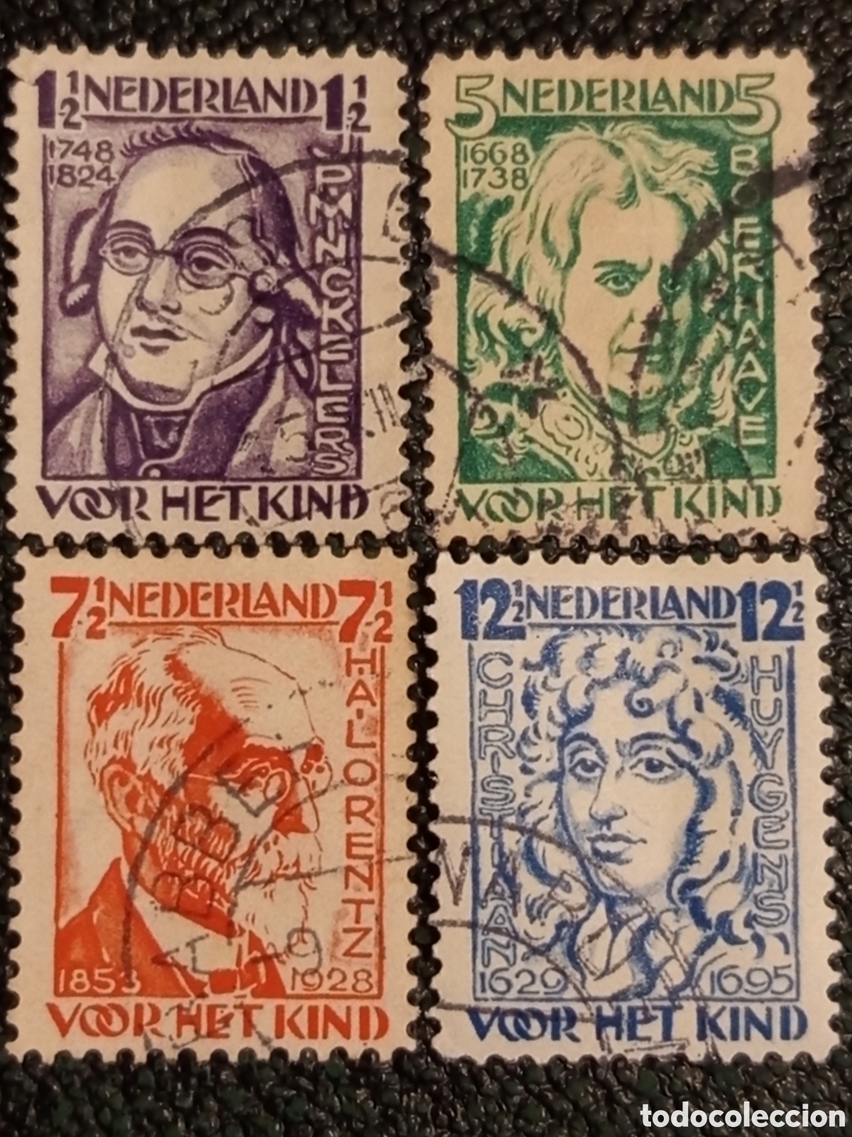 Sellos: &rdquo;Holanda 1928 kinderzegel cient&iacute;ficos Huygens Boerhaave NVPH 220-223 usado&rdquo;
