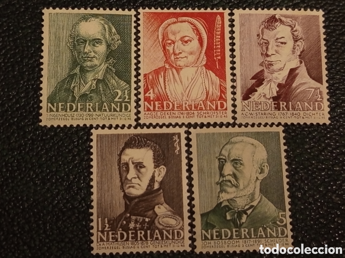 Sellos: Holanda 1941 Sellos Zomerzegels Personajes Hist&oacute;ricos Cat NVPH 374/378 MH