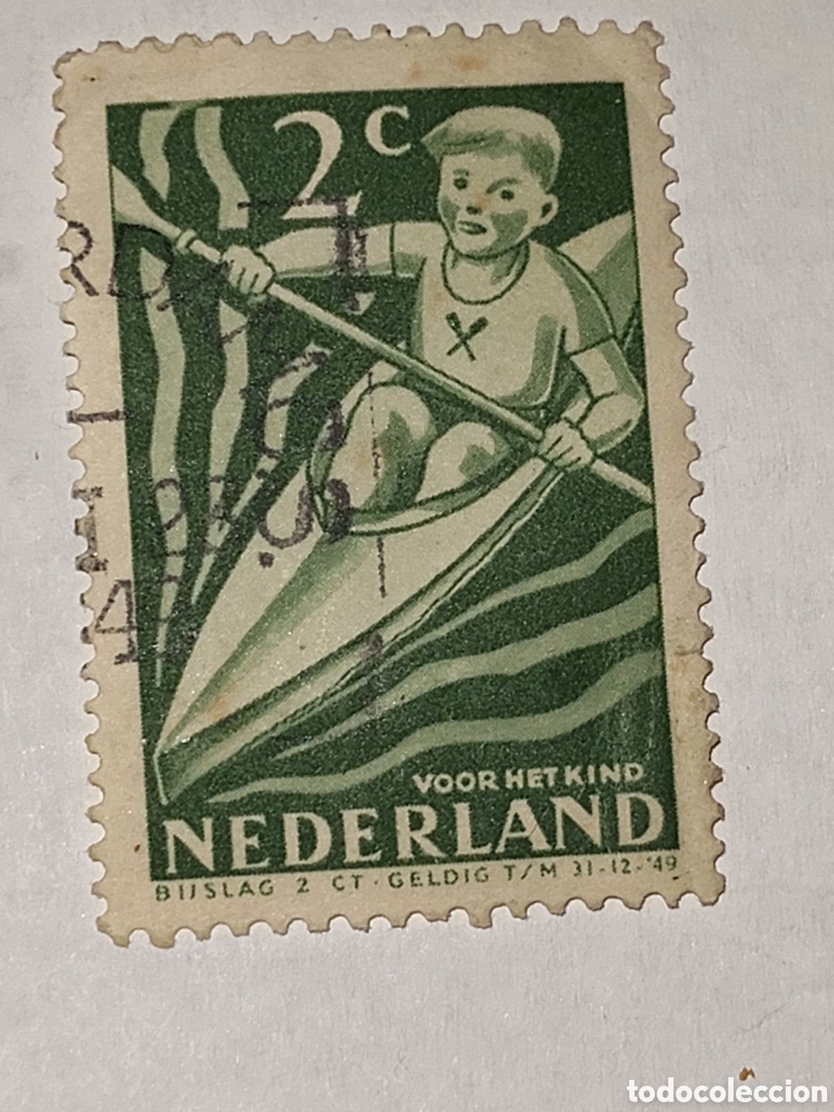Sellos: Sello de Holanda serie ben&eacute;fica Pro infancia 1948 usado