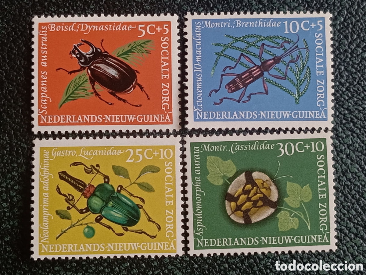 Sellos: Pa&iacute;ses Bajos Nueva Guinea 1957 Escarabajos Serie Completa MNH Michel 45/48