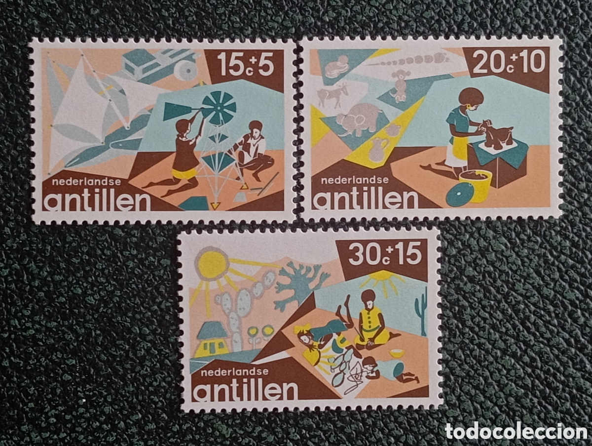 Sellos: Antillas Neerlandesas 1975 Beneficencia Infantil Serie Completa MNH Scott B137-39