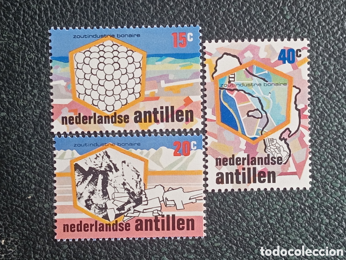 Sellos: Antillas Neerlandesas 1975 Industria Sal Bonaire Serie Completa MNH NVPH 506-08