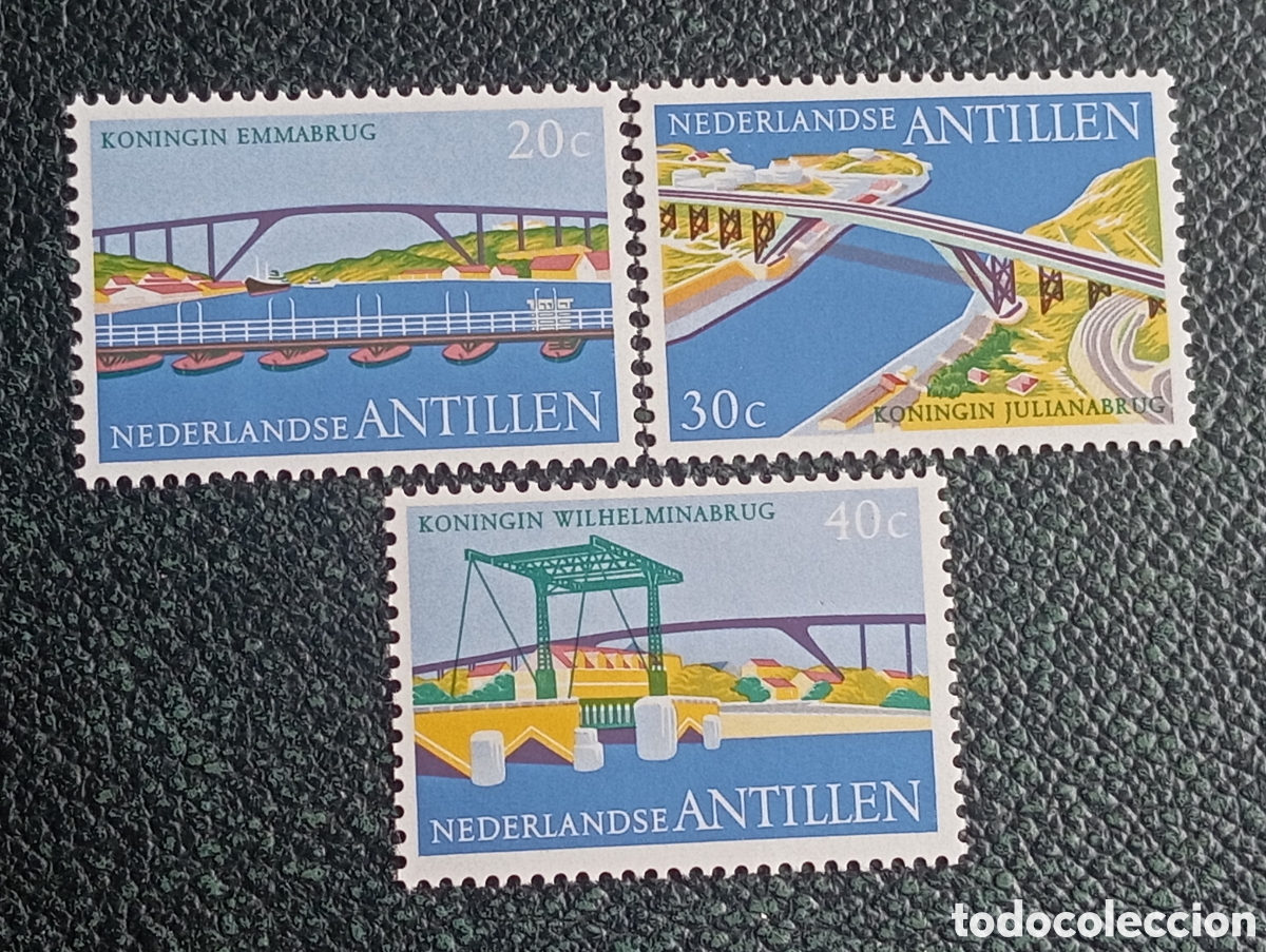 Sellos: Antillas Neerlandesas 1975 Puentes Serie Completa MNH (Michel 292-294)