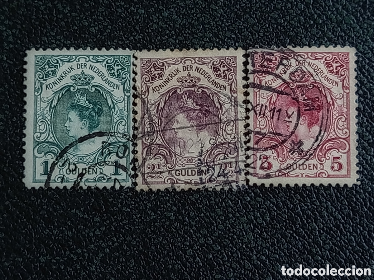 Sellos: &rdquo;Holanda 1899-1921 Wilhelmina Bontkraag NVPH 68-70 1-5G usado&rdquo;