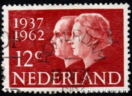 Sellos: Holanda. Bodas de plata de la pareja real. 1962. YT-745. S. Completa. Usado