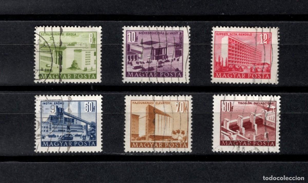 Sellos: Sellos usados. Serie Construcci&oacute;n. Varios edificios. 1952 julio Yvert varios.
