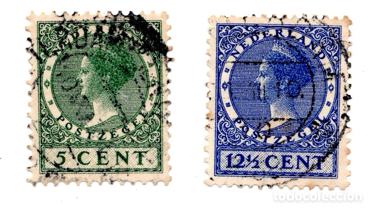 Sellos: HOLANDA GUILLERMINA TIPO VETH - 2 SELLOS USADOS 5 Y 12 1/2 CENT