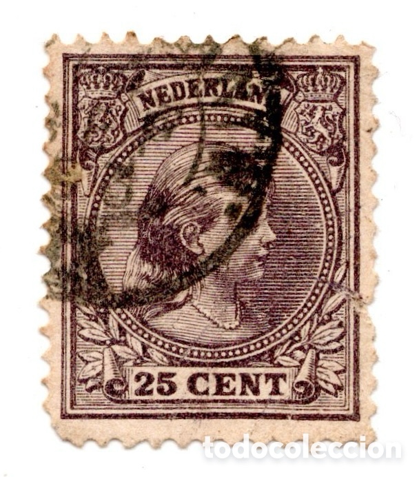 Sellos: HOLANDA 1891-94 GUILLERMINA CABELLO SUELTO - SELLO 25 CENT