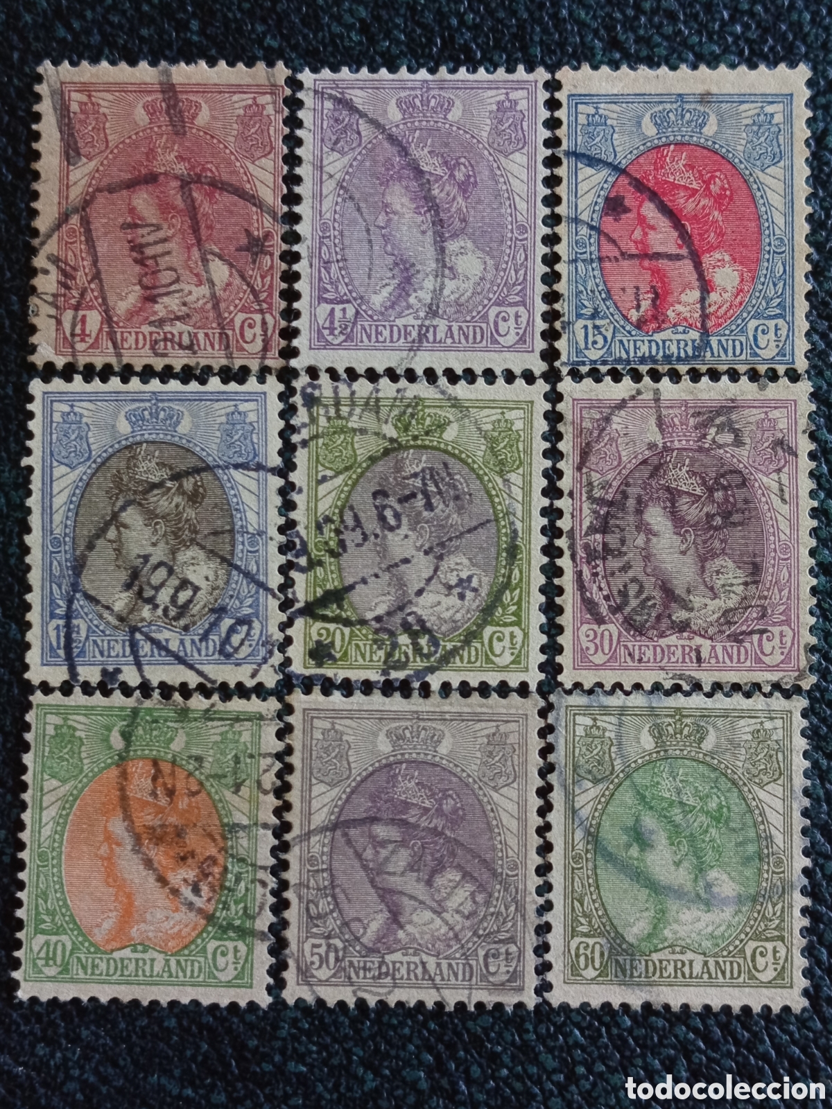 Sellos: Pa&iacute;ses Bajos 1899/1921 Lote 9 Sellos Reina Guillermina Yvert 52/80 Usados