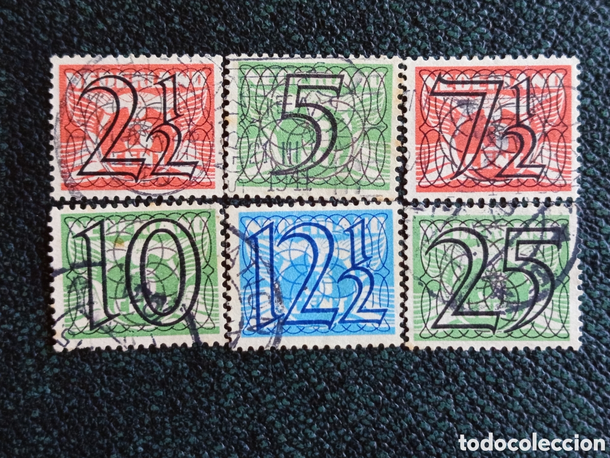 Sellos: Pa&iacute;ses Bajos 1941 Serie Completa Cifras Guilloch&eacute; Yvert 380/385 Usados