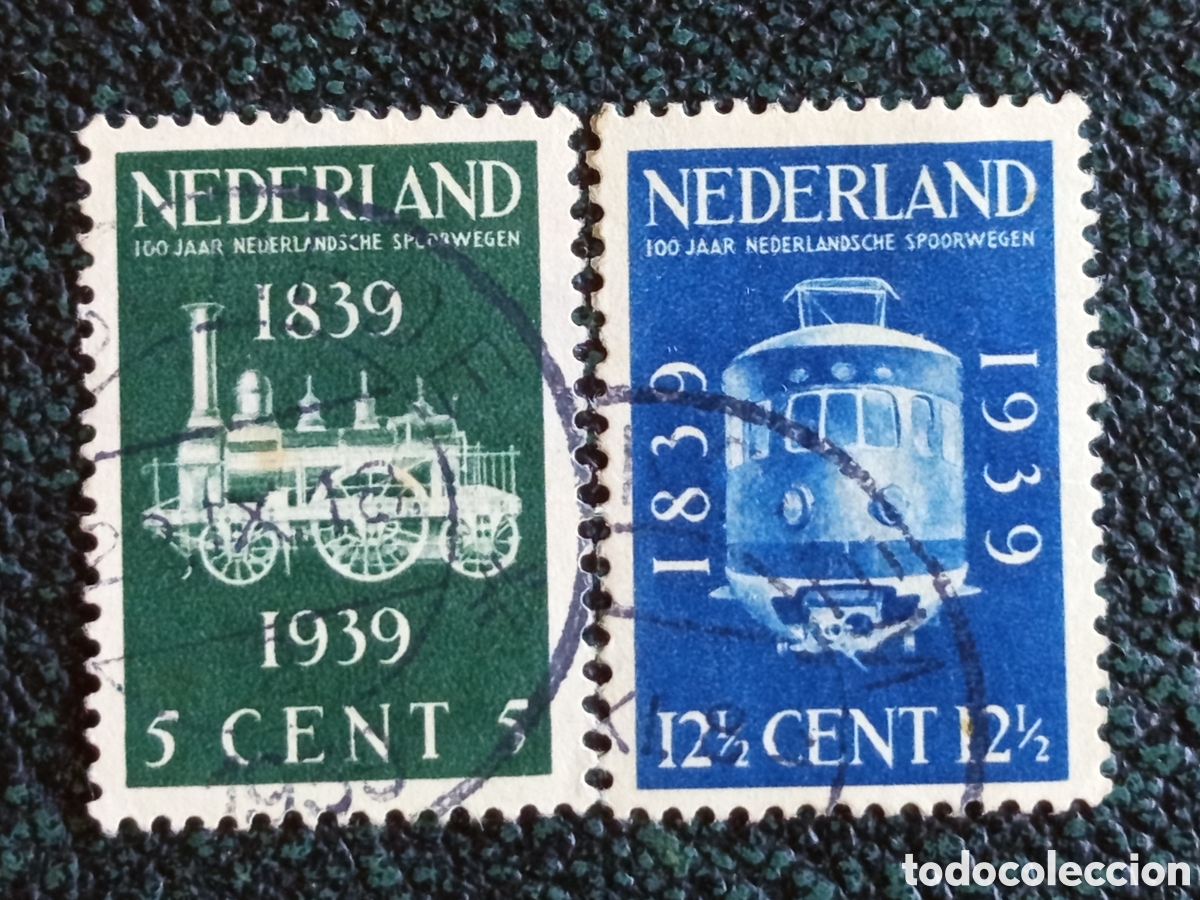 Sellos: Pa&iacute;ses Bajos 1939 Serie Completa Centenario Ferrocarriles Yvert 334/337 Usados
