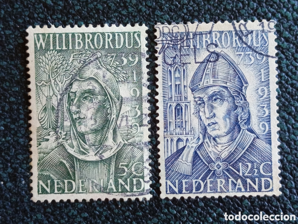 Sellos: Pa&iacute;ses Bajos 1939 Serie Completa San Willibrordus Yvert 338/339 Usados