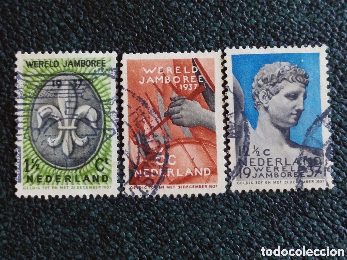 Sellos: Pa&iacute;ses Bajos 1937 Lote 3 Sellos V Wereld Jamboree Vogelenzang Yvert 299/301 Usados