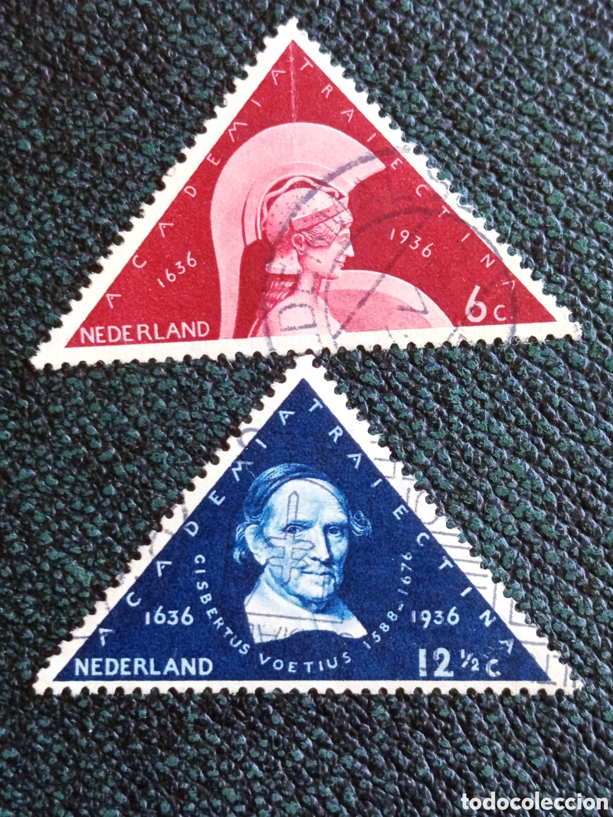 Sellos: Pa&iacute;ses Bajos 1936 Serie Completa Triangulares Univ Utrecht Yvert 293/294 Usados