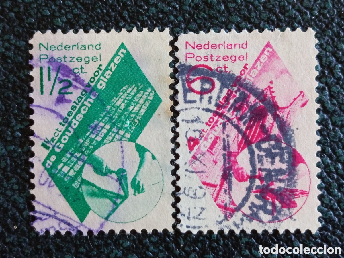 Sellos: Pa&iacute;ses Bajos 1937 Serie Completa Vitrales de Gouda Yvert 291/292 Usados