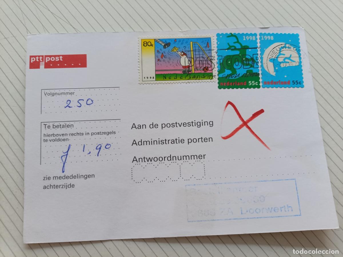 Sellos: Holanda, tarjeta, sobre postal de PTT Post utilizado para el cobro de tasas de franqueo insuficiente