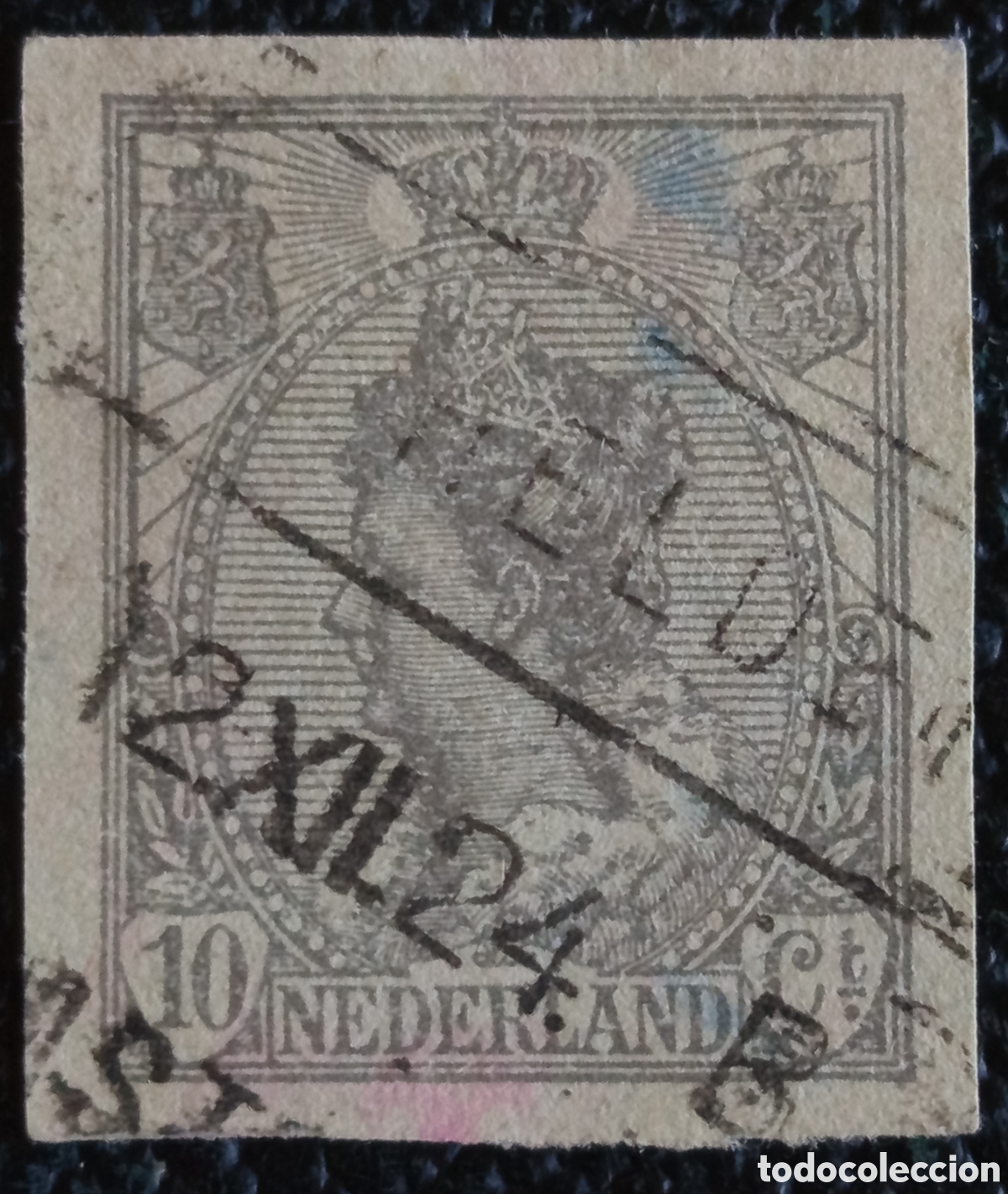 Sellos: Pa&iacute;ses Bajos 1924 - Sello 10c Reina Guillermina (Variedad Sin Dentar / Imperforado) - USADO