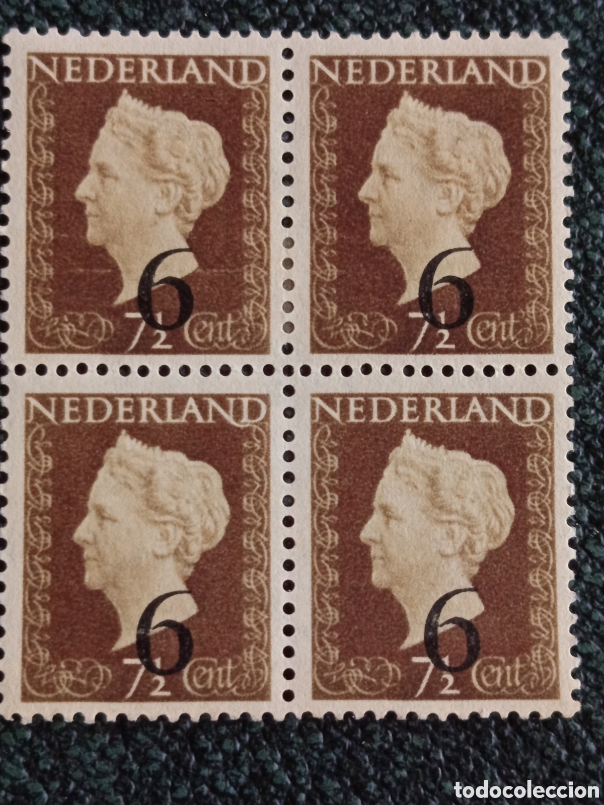 Sellos: Bloque x4 Holanda 1923 Reina Guillermina Sobrecarga 6c Scott 143 MNH Mint