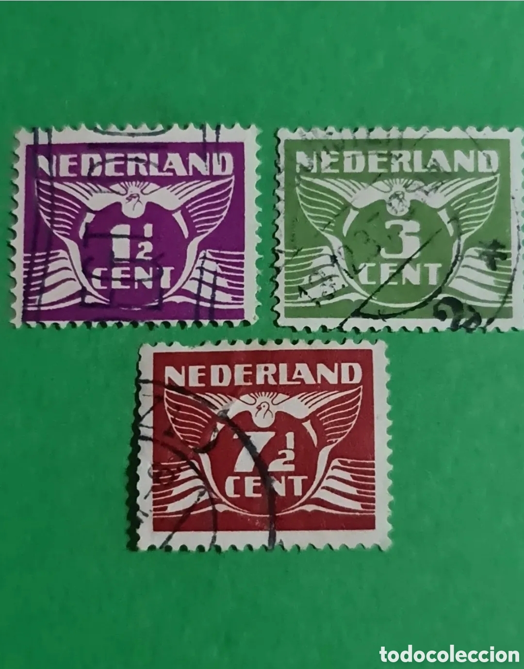 Selos: HOLANDA : lote 3 sellos n&uacute;meros.