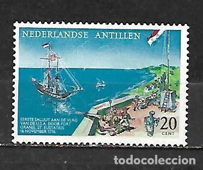 Sellos: 1961: Antillas Holandesas 185 Aniv. de la llegada del primer barco estadounidense MNH**)
