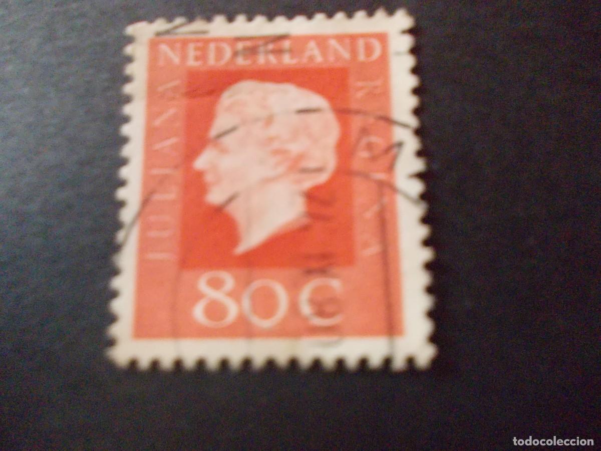 Selos: Sello Nederland 80c Reina Juliana Retrato naranja emisi&oacute;n Pa&iacute;ses Bajos filatelia europea 1972