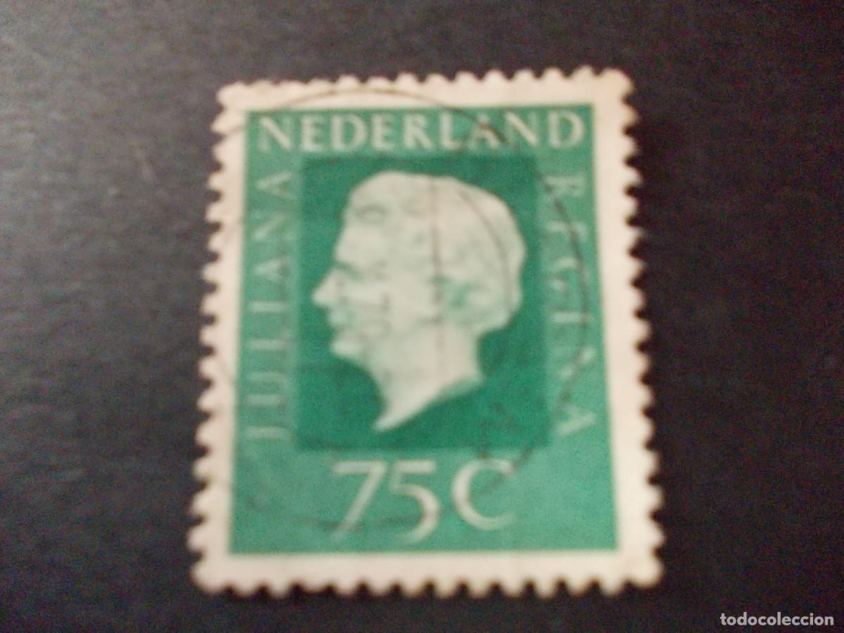 Sellos: Sello Nederland 75c Reina Juliana verde emisi&oacute;n Pa&iacute;ses Bajos instituci&oacute;n monarqu&iacute;a 1972