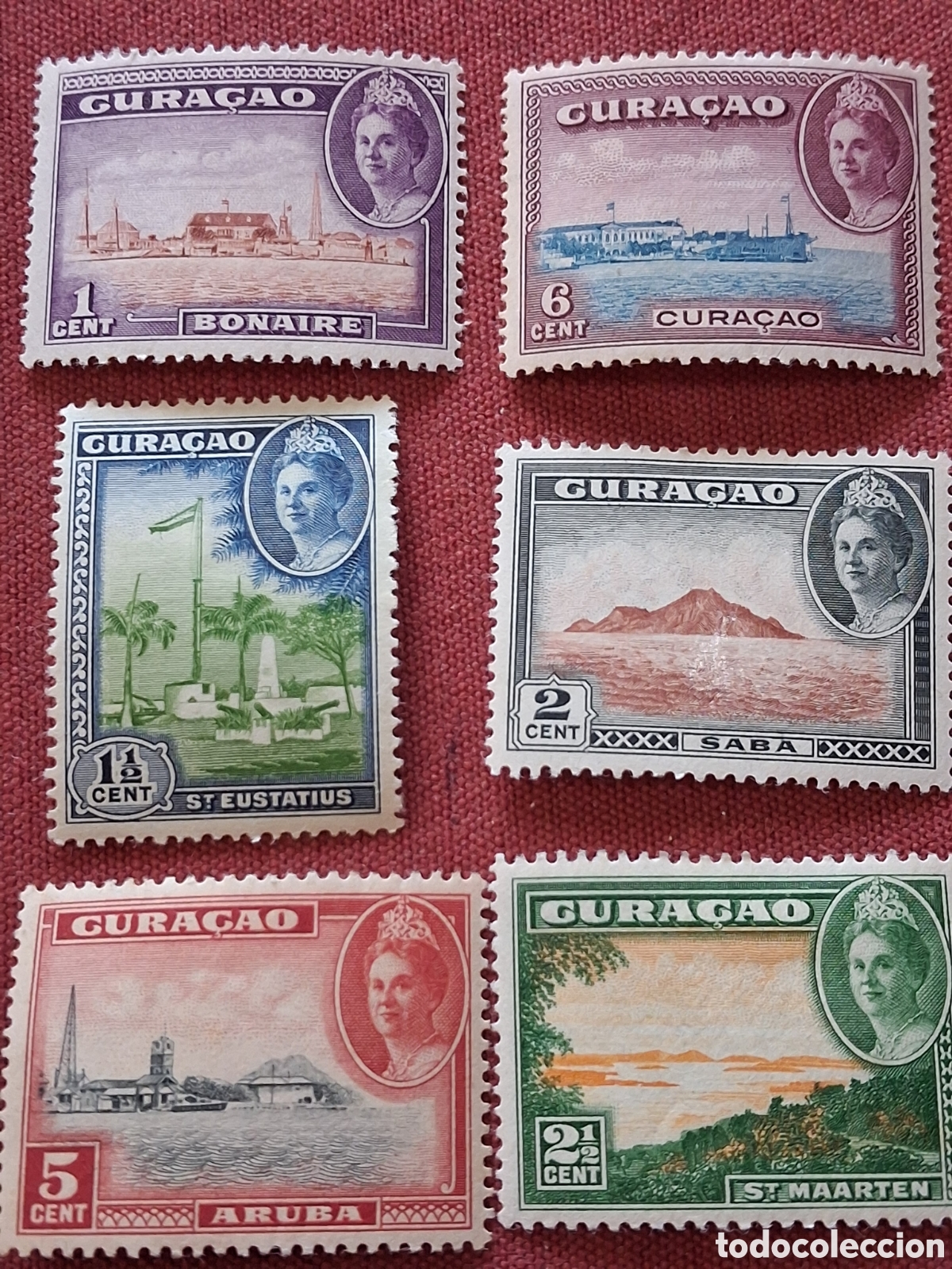Sellos: Sello Curacao, Antillas H. nuevo/3bg 1943. Islas. Cartograf&iacute;a. Naturaleza. Historia. Reina.