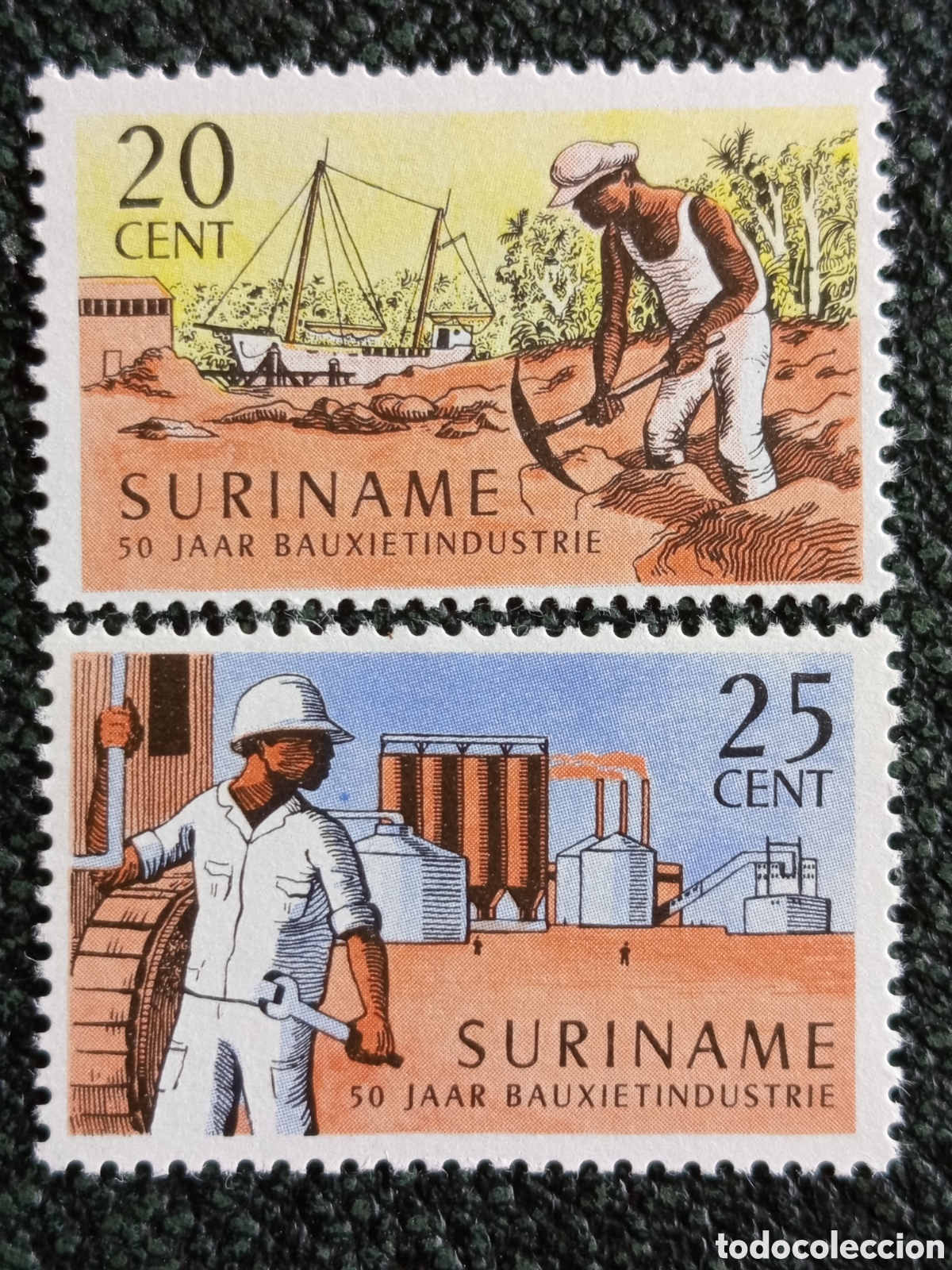 Sellos: Surinam 1966 Lote 2 Sellos 50 A&ntilde;os Industria de la Bauxita MNH NVPH 436/437