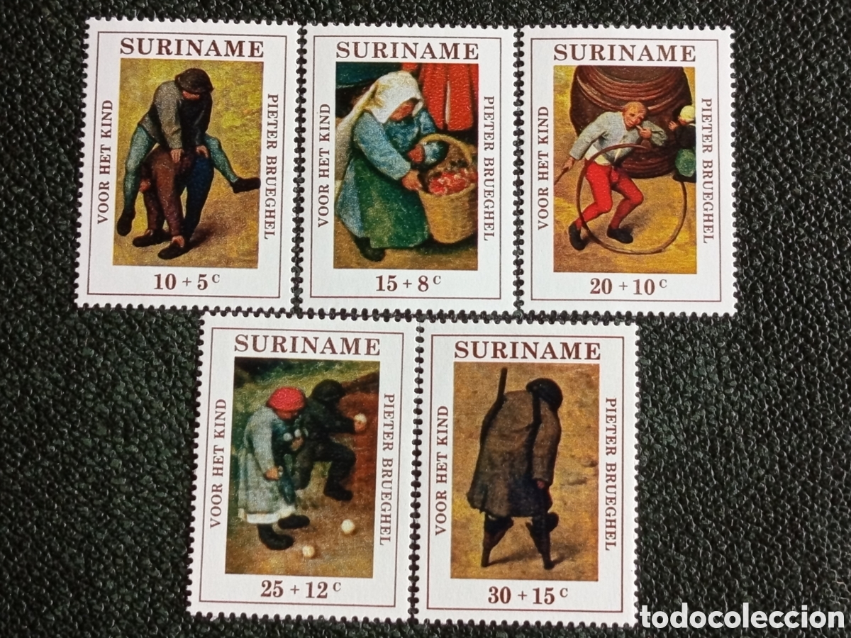 Sellos: Surinam 1969 Lote 5 Sellos Beneficencia Infantil Pieter Brueghel MNH NVPH 507/511