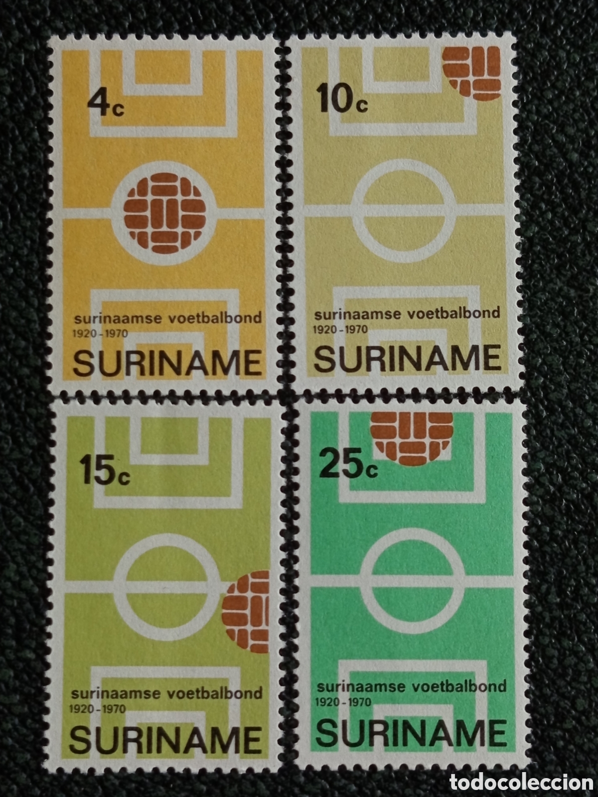 Sellos: Surinam 1970 Lote 4 Sellos 50 A&ntilde;os Federaci&oacute;n de F&uacute;tbol MNH NVPH 535/538